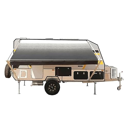 ALEKO Manual Retractable RV Awning|12' W x 8' L Handle Crank Camper Awning| Vinyl Water Resistant Canopy, UV Protection Sun Shade for Trailer, Motorhome, Travel Trailer| Black Fade