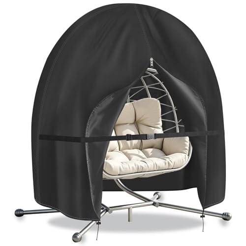 RICHIE Egg Chair Cover 420D Heavy Duty Oxford Outdoor Single seat Cocoon Swing Egg Chair Covers Patio Hanging Egg Chair Cover Waterproof with Zipper 200 x 230cm Black