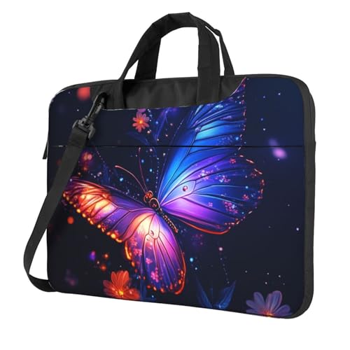Sacoche PC antichoc papillon lumineux avec bandoulière et doublure douce