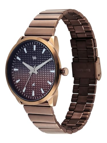 Image of Fastrack Vyb Arcane with Quartz Analog Black+Coffee Dial Coffee Brown Stainless Steel Strap Watch for Men - FV30047QM01W