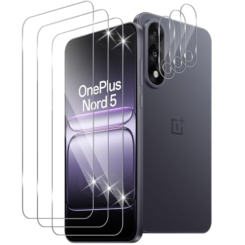Xunzii Protector de Pantalla para OnePlus Nord 5 y Protector Lente Cámara [3+3 Piezas], 9H HD Alta Sensibilidad Resistente a Arañazos Cristal Templado Vidrio Templado [Transparente]