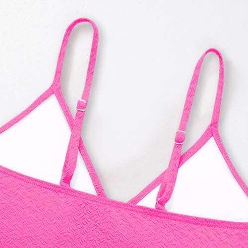 Image of Girls Swimsuit Solid Bathing Suit 2 Piece Twist Cross Adjustable Straps Soft Lining Bikini for Teen Girls with Chest Pad