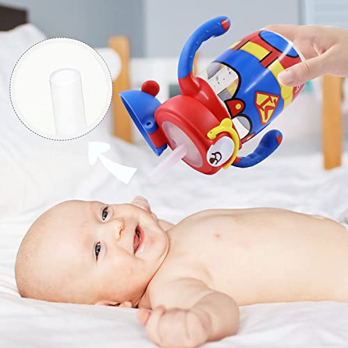 Yohkoh Weighted Straw Sippy Cups For Baby 6-12 Months, Ppsu Learner Cup With Handle For Toddlers, No Spill Soft Spout Transition Sippy Cups For Baby (9Oz, Blue) #TOP5