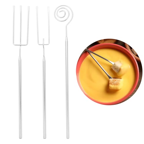 3pcs stainless steel chocolate dipping fork set, ergonomic handle, easy to clean, multifunctional pastry, candy, hot pot tool kit dipping, stainless steel decorative plate dessert supplies