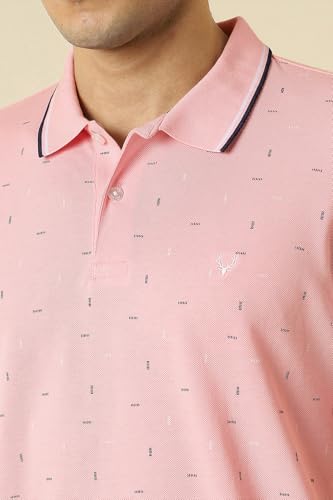Image of Allen Solly Men's Polo T-Shirt | Polycotton Blend | Color-Block Print | Regular Fit | Smart Casual Wear