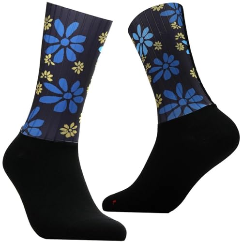 Cycling Socks Aero Striped Cycling Socks Non-Slip Seamless Silicone Running Sports Road Cycling Socks 1Pc2