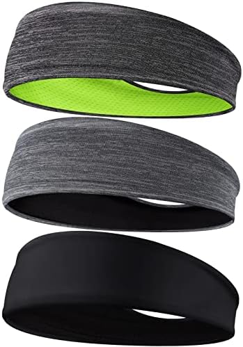 Braylin Men's Headbands, 3-Pack Headbands for Men, Sport Headbands for Running Fitness Yoga Cycling, Sweat Wicking Non Slip