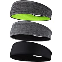 Braylin Mens Headbands, 3-Pack Head Band for Men, Sport Sweatbands for Running Fitness Yoga Cycling, Sweat Wicking Non Slip