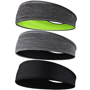 EasYoung Headbands for Men, 3-Pack Sweat Wicking Men’s Headbands, Mens Sport Headbands for Running, Non-Slip, Breathable