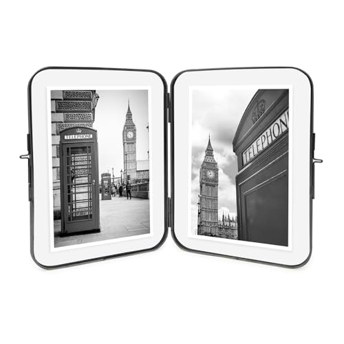 Isaac Jacobs 5x7 Black Double-Sided Metal Floating Photo Frame w/ClaspLock