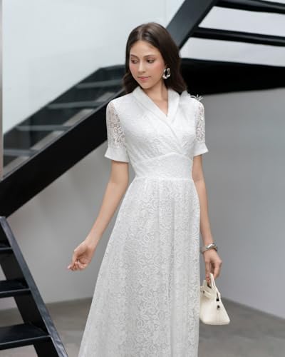 SIXDO G-White Organza Flared Dress, Spring Summer Party Dress for Women L — view 6
