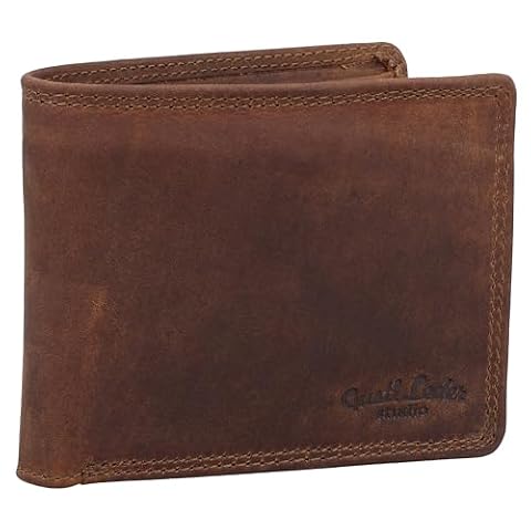 Gusti skórzany portfel męski - portfel skórzany z ochroną RFID, kieszeniami na karty i kieszenią na monety - wąski portfel, portfel męski z prawdziwej skóry, portfel mały, vintage brązowy