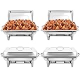 PRIJESSE Chafing Dish Buffet Set (4 Pack) Chafers 8QT Buffet Servers And Warmers, Chaffing Servers With Covers, Catering, Chafer, Folding Stand, Food Warmer For Parties Buffets