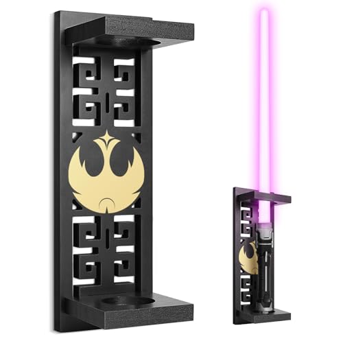 TOPNEW Lightsaber Stand Wall Display Vertical Lightsaber Holder Wall Mount Wooden Light Saber Wall Display Rack Suitable for Swords Light Saber Gift for Lightsaber Collectors (Wooden Black 01)