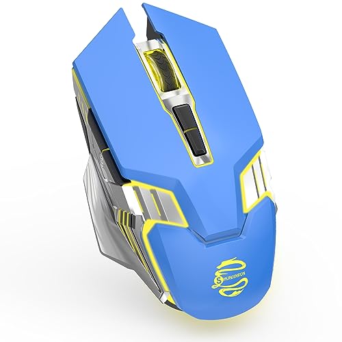 Blue Wireless Mouse Gaming Mouse Bluetooth, Silent Multi Device Mouse, 2400 DPI, RGB Backlit, 800mAh Rechargeable Cordless Computer Mouse for Laptop PC Mac Macbook Air/Pro iPad Chromebook Office Game