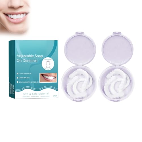 2 Pares Prótesis Dental Clip Ajustable, Temporales Dientes Falsos, Dentadura Postiza Snap-on para Dientes Superiores e Inferiores, Reparación Dental Temporal, para Hombres y Mujeres