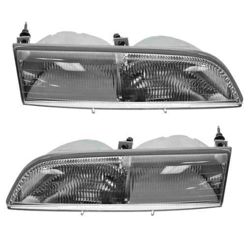 Image of TRQ 2 Piece Headlight Assembly Set Driver & Passenger Side Compatible with Ford Thunderbird 1989-1993 FO2502115 FO2503110 E9SZ-13008-A E9SZ-13008-B E9SZ13008A E9SZ13008B