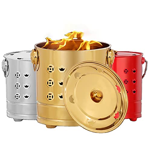 Barril incinerador de jardín con ventilación optimizada en acero inoxidable dorado 7