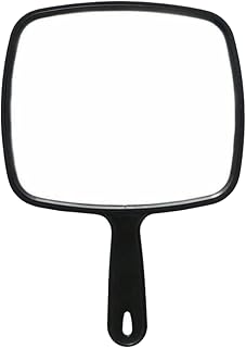 SURURA Vanitymirrors Hand Mirror, Salon Barber Hairdressing Handheld Mirror with Handle (Square Black)