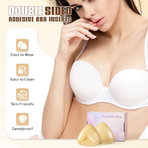 Image of Sticky Bra Inserts Push Up- Reusable Double Sided Adhesive Bra, Instant Lift Silicone Bra Inserts