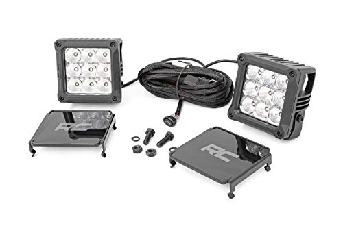 Rough Country 4 Square Cree LED Lights | Cool White | Daytime Running Light Feature | Pair | 70905DRL