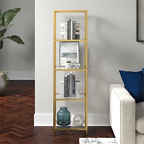 Celine 18'' Wide Rectangular Bookcase In Brass #TOP6
