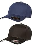 Premium Original Flexfit V-Flexfit Cotton Twill Fitted Hat 5001 2-Pack (S-M, Black/Navy)