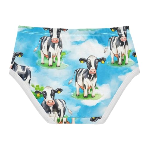 Cute Cows Sky Blue Little Girl Panties Toddler Girls Underwear Cotton Fun Kids Briefs Undies 2t2