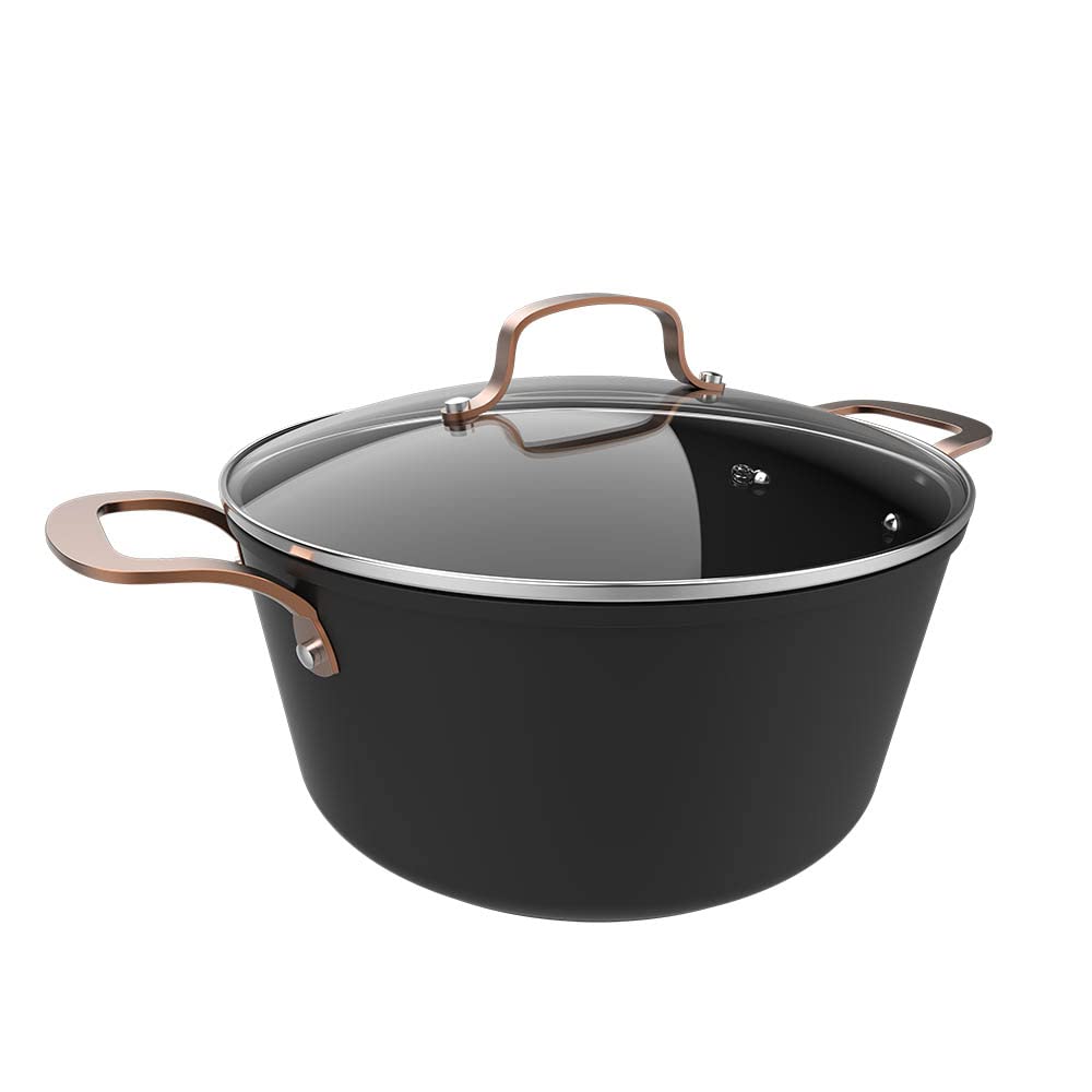 Cecotec Topf Polka Fantasy 28 Pot Golden. Durchmesser 28 cm, Fassungsvermögen 7,1 l, geschmiedetes Aluminium, Antihaftbeschichtung Platinum Plus Teflon, PFOA-frei, geeignet für alle Arten von Herden