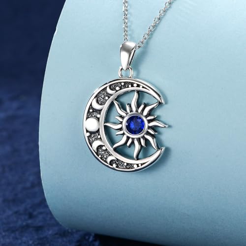 Sun and Moon Necklace 925 Sterling Silver Sun Moon Pendant Gemstone Jewelry Gifts for Women2