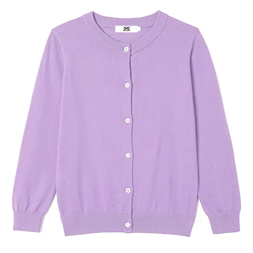 Image of Girls' Cardigan Sweater [Cute Petal Buttons] Cotton Long Sleeve Crewneck Uniform Sweater for 5-14 Years Girls