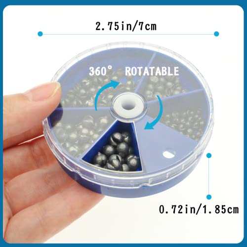 Gefischtter 205pcs Fishing Weight Sinkers Lead Weights Round Split Shot Sinker Removable Fishing Line Sinkers 5 Sizes - Thumbnail 5