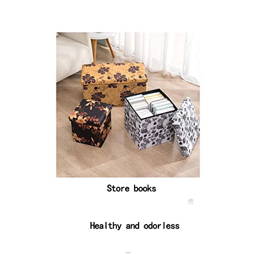 Pouf boîte de rangement rectangulaire et pliable avec couvercle amovible