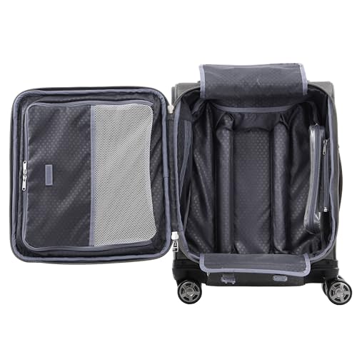 Image of Travelpro Platinum Elite Softside Expandable Carry on Luggage, 8 Wheel Spinner Suitcase, USB Port, Men and Women, International, Vintage Grey, Carry On 19-Inch