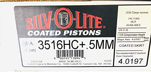 Hypereutectic Dish Top +.020" Over Pistons & Matching Rings Compatible With 2003-08 Gm 6.0L 6.0 Lq4 Lyc L76 Gmc Trucks (4.020" Bore Dia.) #TOP1
