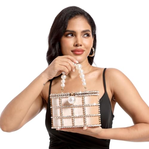 Boutique De Fgg MIL1255 TOTES BUCKET HANDBAGS Evening Handbags With Pearl Rhinestones Wedding Bucket Totes Bags Party Crystal Clutch Purses thumb #4