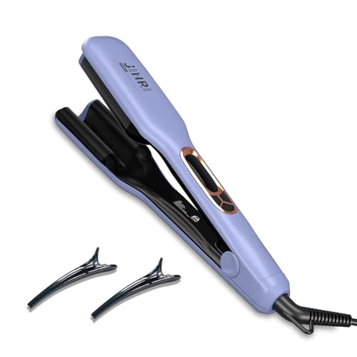 JINRI Hair Brush, Hair Iron, Pumped-Up Volume, Adjustable Temp, 360 ° Tail Rotation, Lasting Volume, for Short Or Thin Hair, Dual Voltage (100-240V), Volumizing Hair Iron, Blue, 1.32 inch