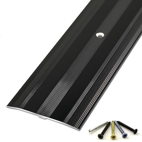 Perfil De Transición Aluminio Anodizado,Tira De Umbral Ancho: 6cm Tira De Transición Perfil De Compensación,Tapajuntas Suelo(Black,6x130cm)