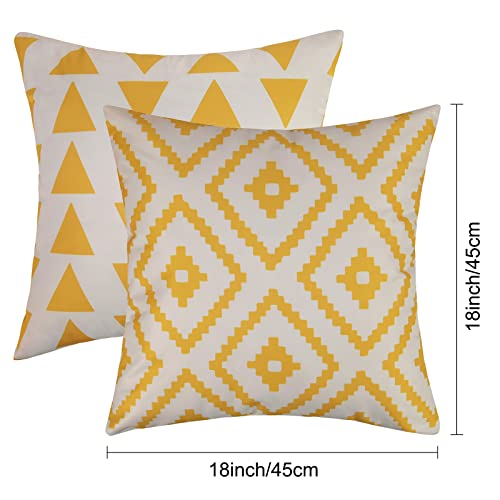 Adabana Set Of 4 Outdoor Waterproof Throw Pillow Covers 18X18 Decorative Pillows Case For Patio Furniture Garden (Yellow And White) #TOP4