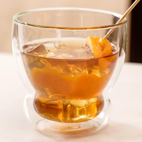 Image of Nestasia Set of 2 Double Wall Glass Tumblers (325ml) | Sleek, Curvy Design for Iced Drinks, Lattes & Cocktails | Microwave & Dishwasher Safe, Hand-Blown, Food-Safe, Lead-Free