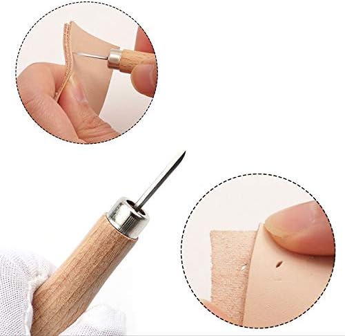 Dailylike 1pc Wooden Diamond Rhombus Awl 3mm 4mm 5-6mm DIY Leather Stitching Sewing Awl Leather Craft Punch Tool - (Color: Bent Cone)