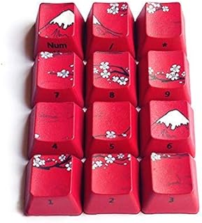 12 keycap Set,Mount Fuji,PBT Dye-subbed OEM Keycaps for Numeric Keypad,Keycaps for DIY Gaming Mechanical Keyboard,Japanese Style