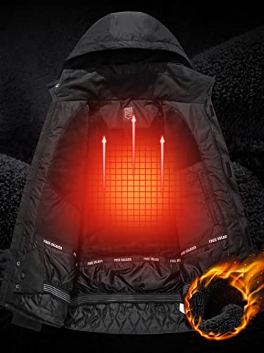Free Soldier Men's Waterproof Ski Snow Jacket Fleece Lined Warm Winter Rain Jacket With Hood Fully Taped Seams(Black,Xl) #TOP4