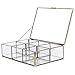 MyGift Decorative Clear Glass & Brass Metal Frame 6 Compartment Jewelry Shadow Box/Counter Top Display Case