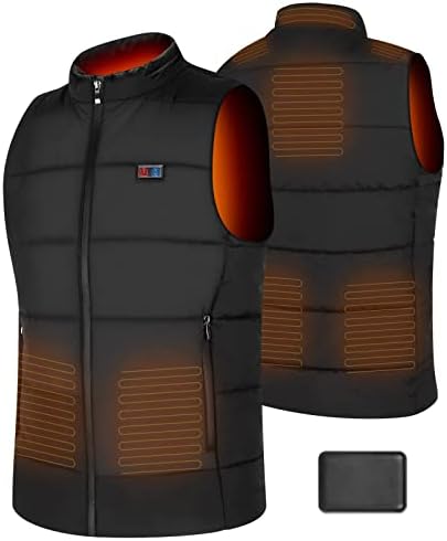 Amiable Heated Vest, Lightweight Men's Heated Vest with Battery Pack Included, USB 5V Electric Heating Padded Jacket Black for Winter Outdoor Hunting Motorcycle Hiking Camping Skiing Fishing