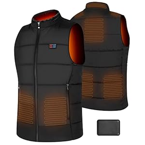 Amiable Heated Vest, Lightweight Men’s Heated Vest with Battery Pack Included, USB 5V Electric Heating Padded Jacket Black for Winter Outdoor Hunting Motorcycle Hiking Camping Skiing Fishing
