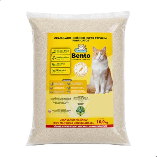 Areia Higiênica Sanitária Granulado de Mandioca para Gatos 10 kg Bento