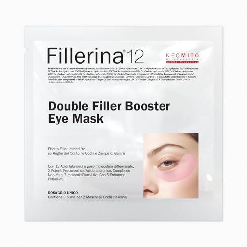 Fillerina 12 Double Filler NEO MITO Eye Mask è una maschera in cellulosa con effetto riempitivo e ristrutturante immediato. Confezione singola con 3 bustine da 2 patch occhi monouso ciascuna.