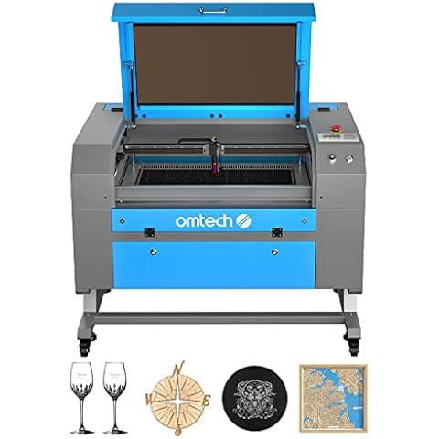 OMTech 60W CO2 Laser Engraver, 20x28 Inch Laser Engraving Machine with Autofocus Autolift 4 Way Pass Air Assist Water Pump, Commercial Laser Cutter Cutting Etching Machine for Wood Glass Acrylic More Cover