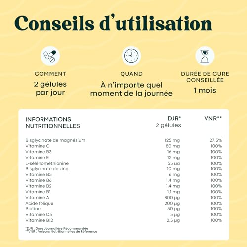 Multivitamines et Minéraux, 15 Nutriments Essentiels, Vitamines A B C D E + Magnésium & Zinc, Immunité & Énergie, 60 gélules Vegan, Cure de 1 mois, Fabriqué en France, Essentials by Novoma – Image 6